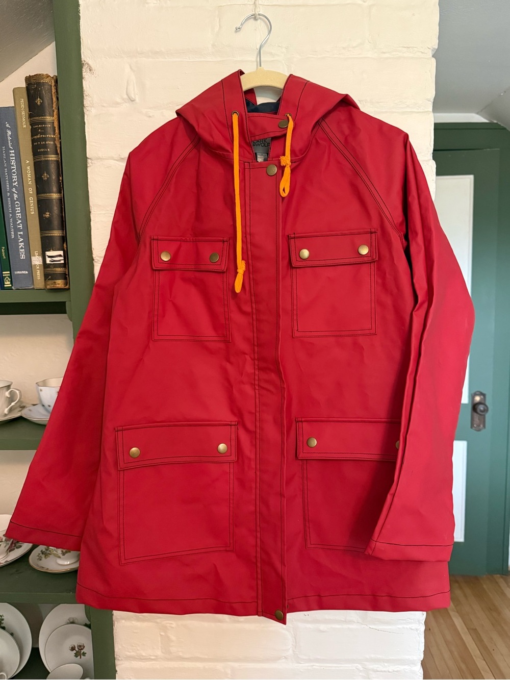 Vintage Lark & Wolff Red Hooded Rain Jacket